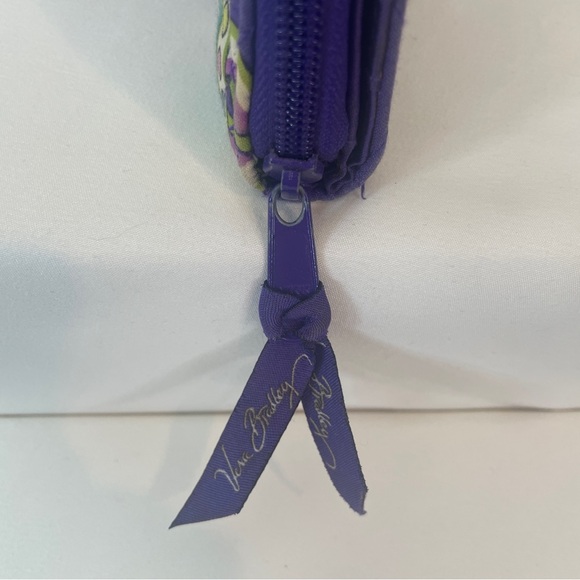 Vera Bradley Purple Paisley Floral Quilted Zip-Around Wallet - Picture 9 of 15